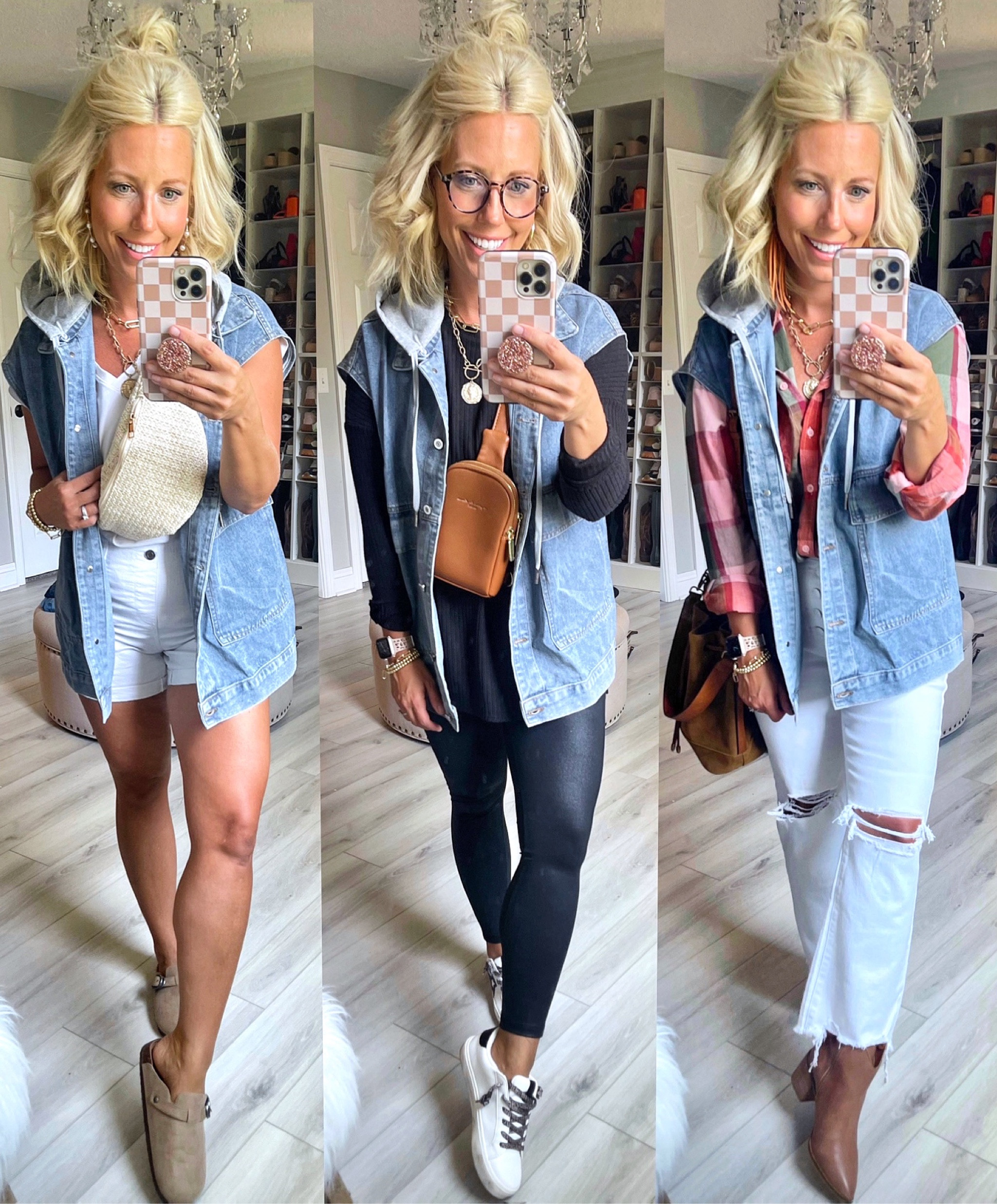 Denim Fringe Vest JNGSA Women's Oversized Denim Vest Mid Long Jean