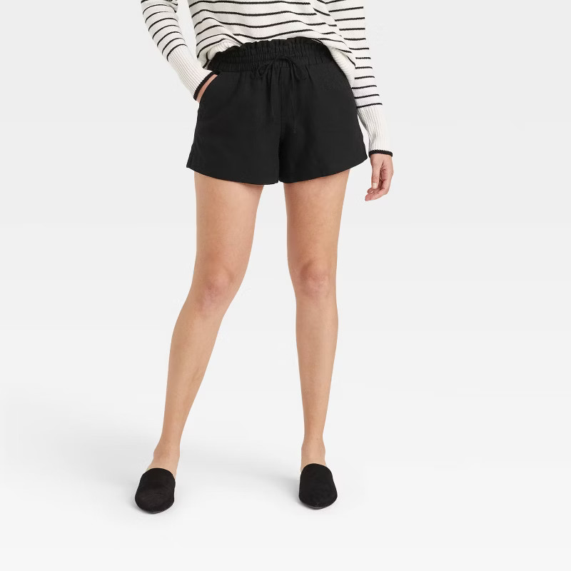 Women's High-Rise Pull-On Shorts - A New Day™ Black M | Target