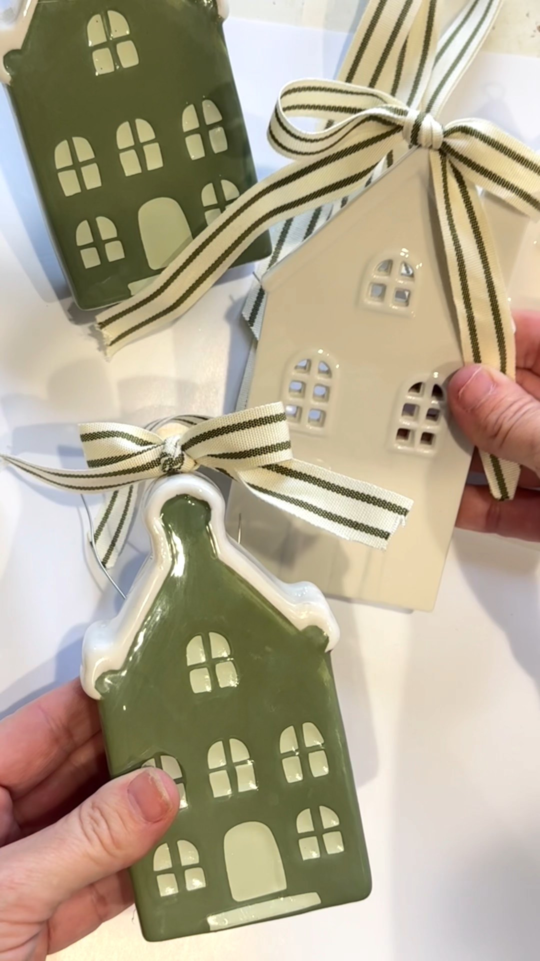 Adorable ceramic house ornaments make the cutest addition to a christmas wreath. #christmasdecor 

#LTKSeasonal #LTKHoliday