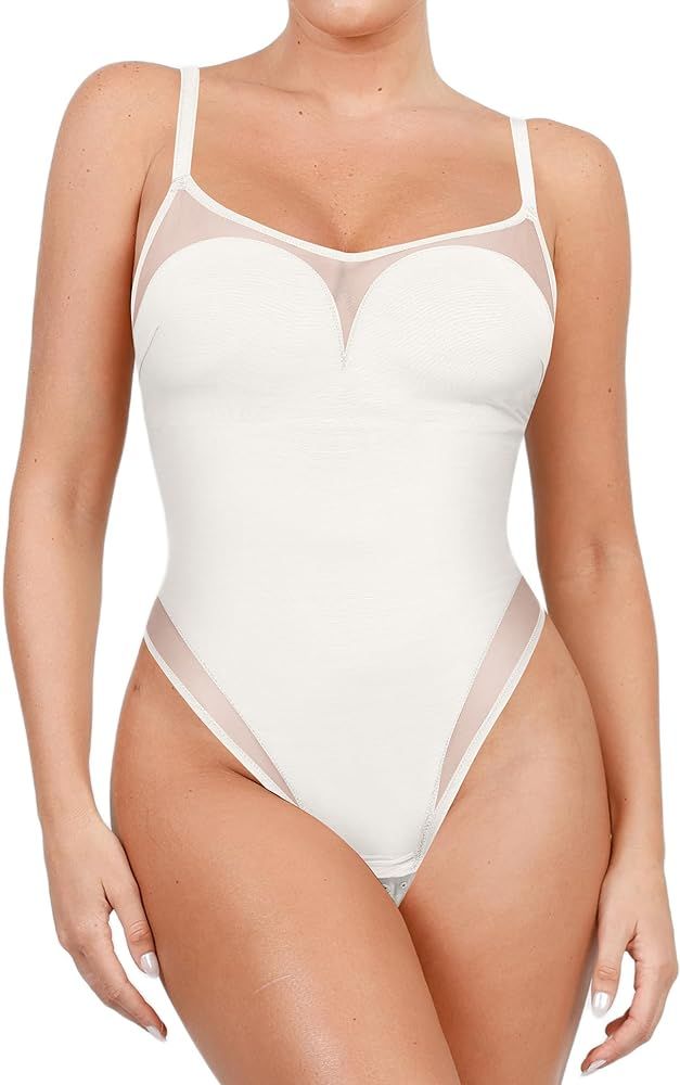Popilush The Shapewear Bodysuit for Women Tummy Control Mesh Bodysuits with Build in Bra 2024 Sum... | Amazon (US)