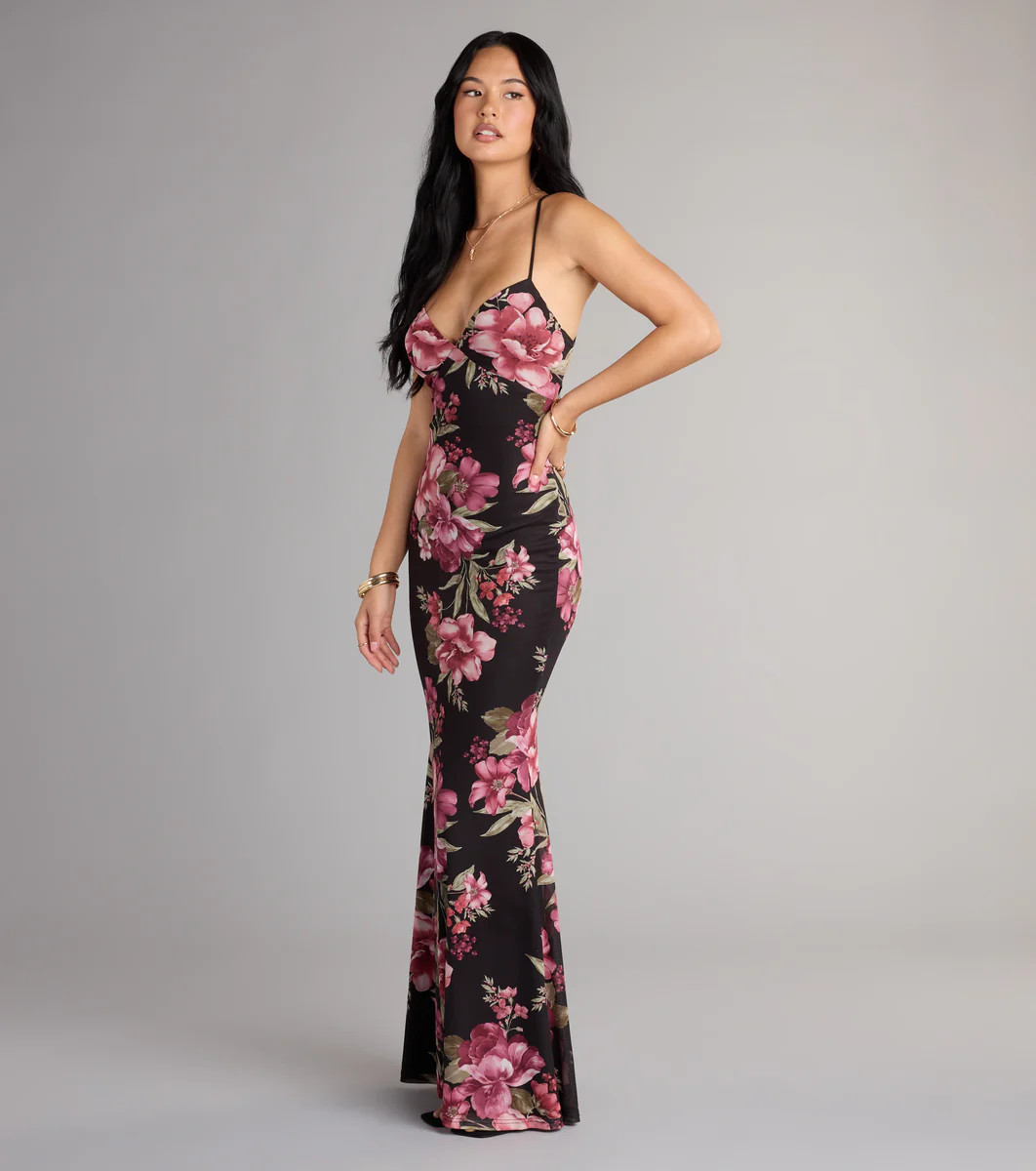 Garden Goddess Floral Lace-Up Maxi Dress | Windsor Stores