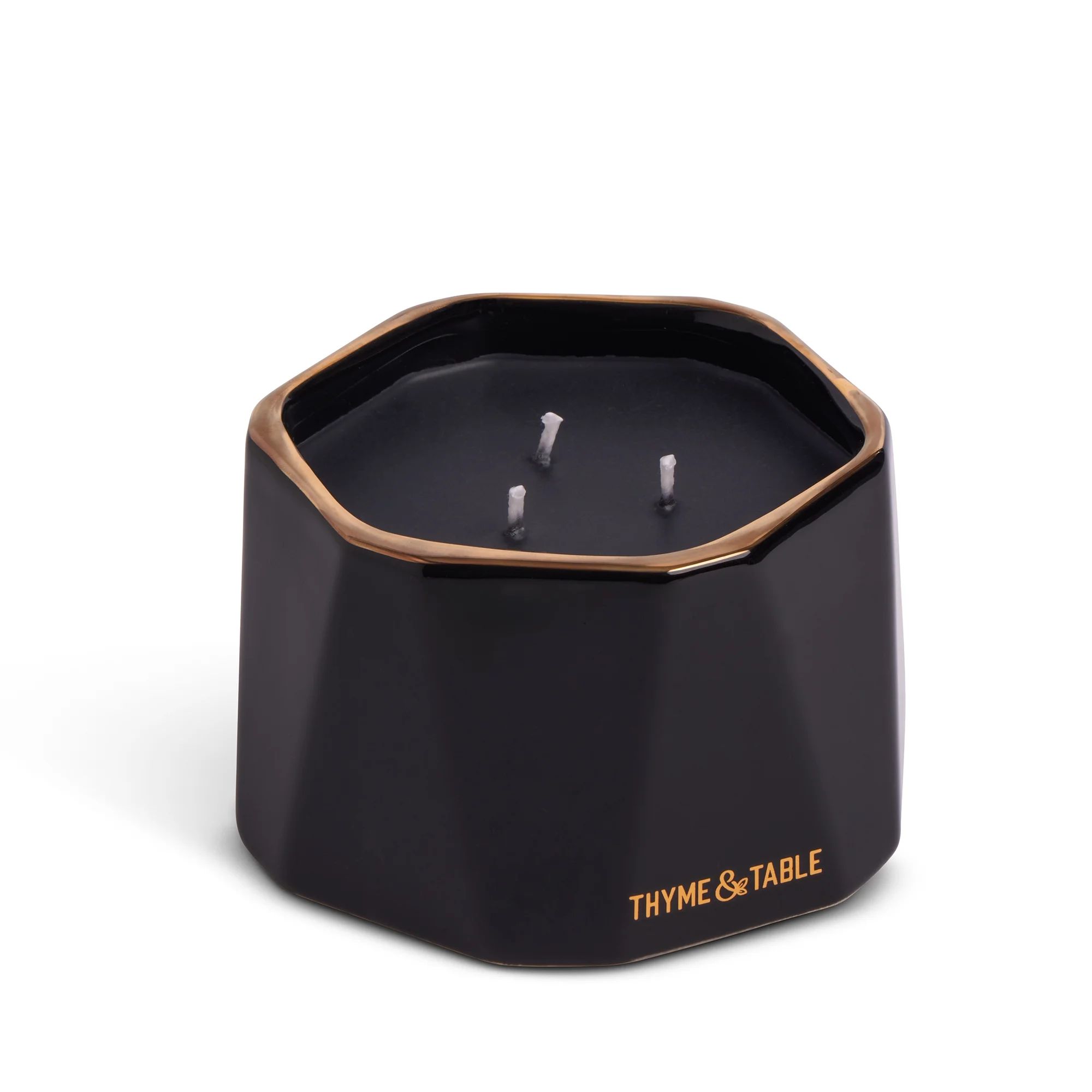 Thyme & Table 16oz Leather & Eucalyptus Scented 2-Wick Geometric Jar Holiday Candle | Walmart (US)