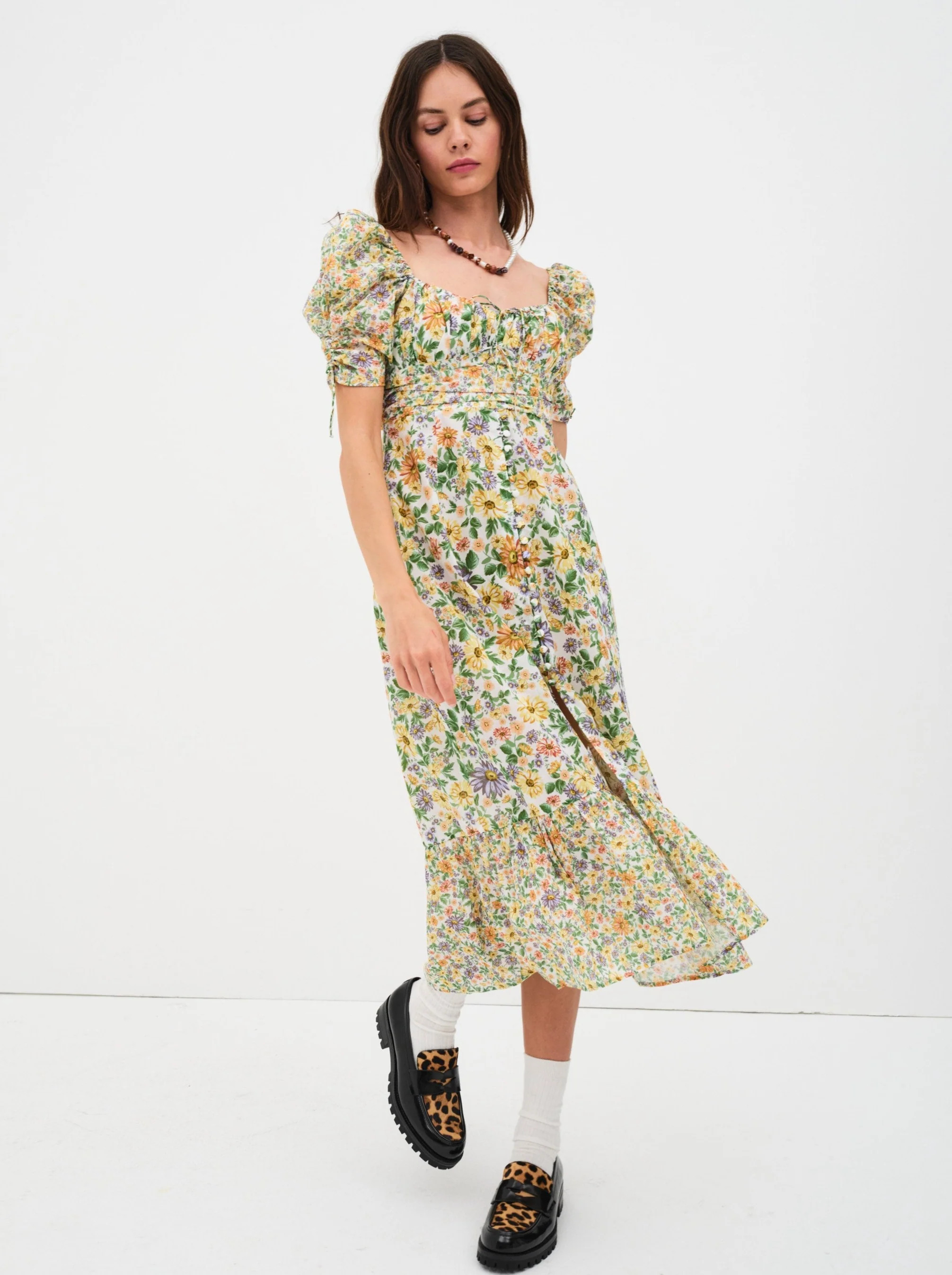 Riley Midi Dress — Green | For Love & Lemons