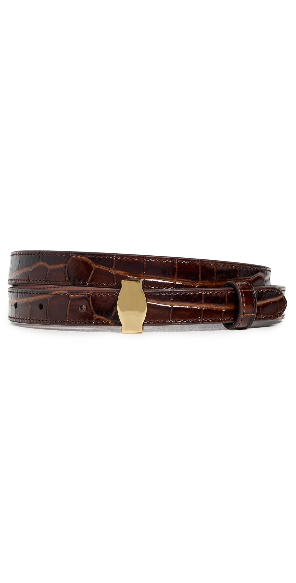 Veronica Beard Croc Embossed Dash Belt Chestnut XL | Shopbop