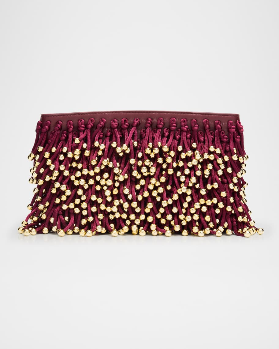 SIMKHAI Reese Beaded Fringe Clutch Bag | Neiman Marcus