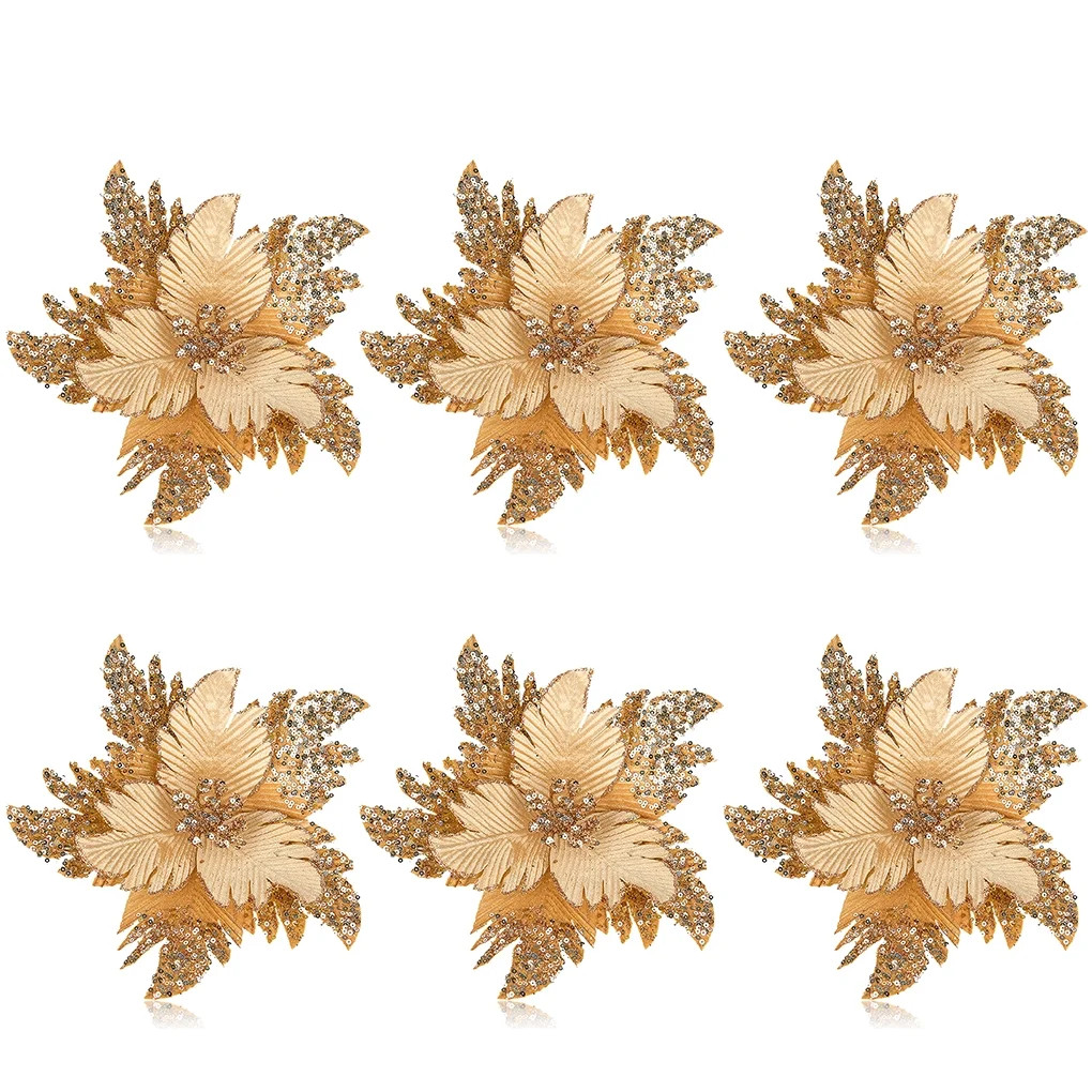 ROBOT-GXG Artificial Christmas Flower Decoration Stem DIY Glitter Powder Fake Xmas Tree Ornament ... | Walmart (US)