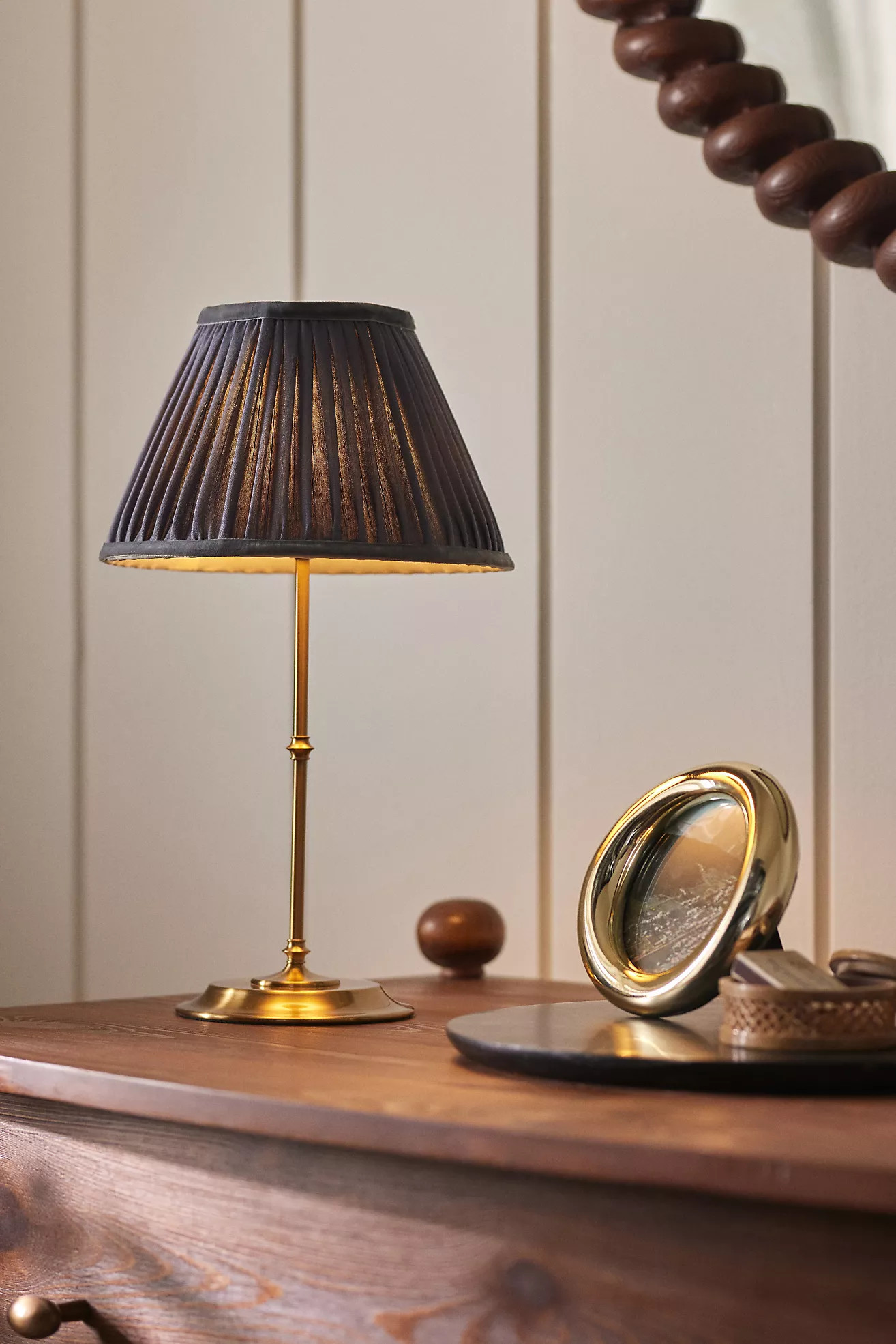 Pooky Reed Cordless Portable Metal Ruched Shade Table Lamp | Anthropologie (US)