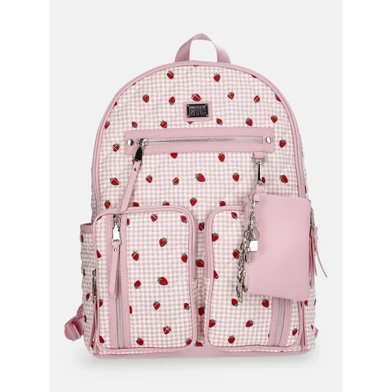 MNYC Women's Double Pocket Dome Backpack Pink Strawberry | Walmart (US)