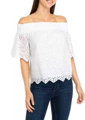 Crown & Ivy Women's Off The Shoulder Embroidered Top | Belk