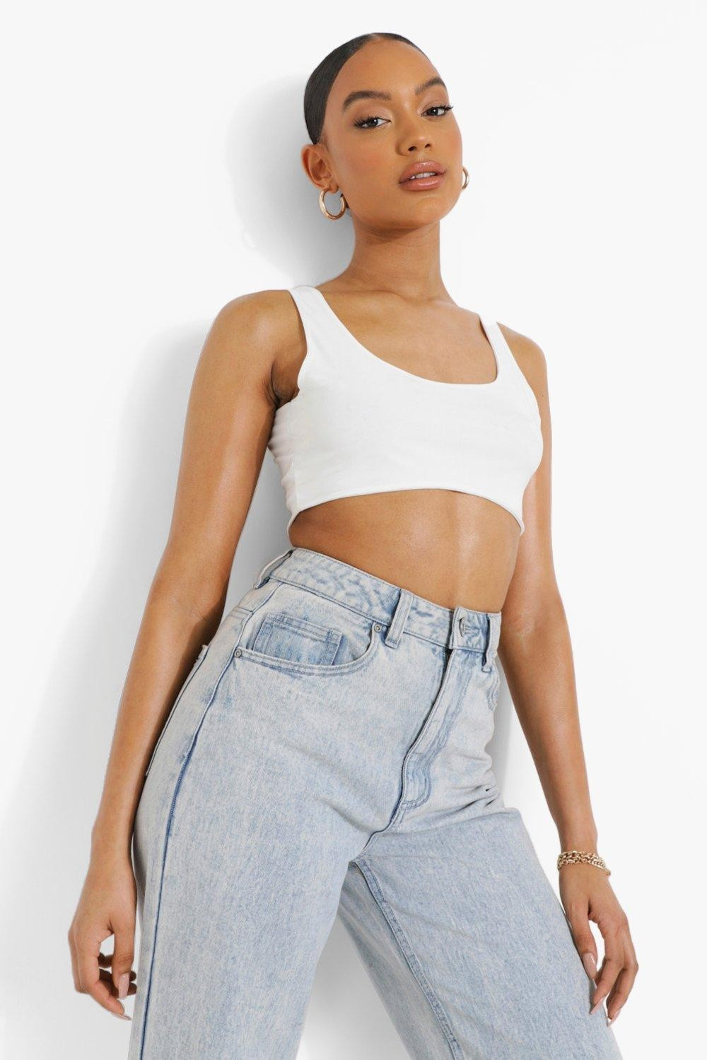 Scoop Neck Double Layer Crop Top | Boohoo.com (UK & IE)