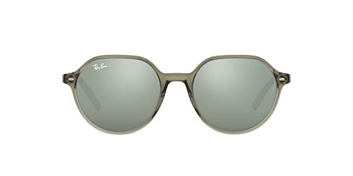 Ray-Ban Unisex RB2195 Thalia Square Sunglasses, Transparent Green/Grey Mirror, 51 mm | Amazon (US)