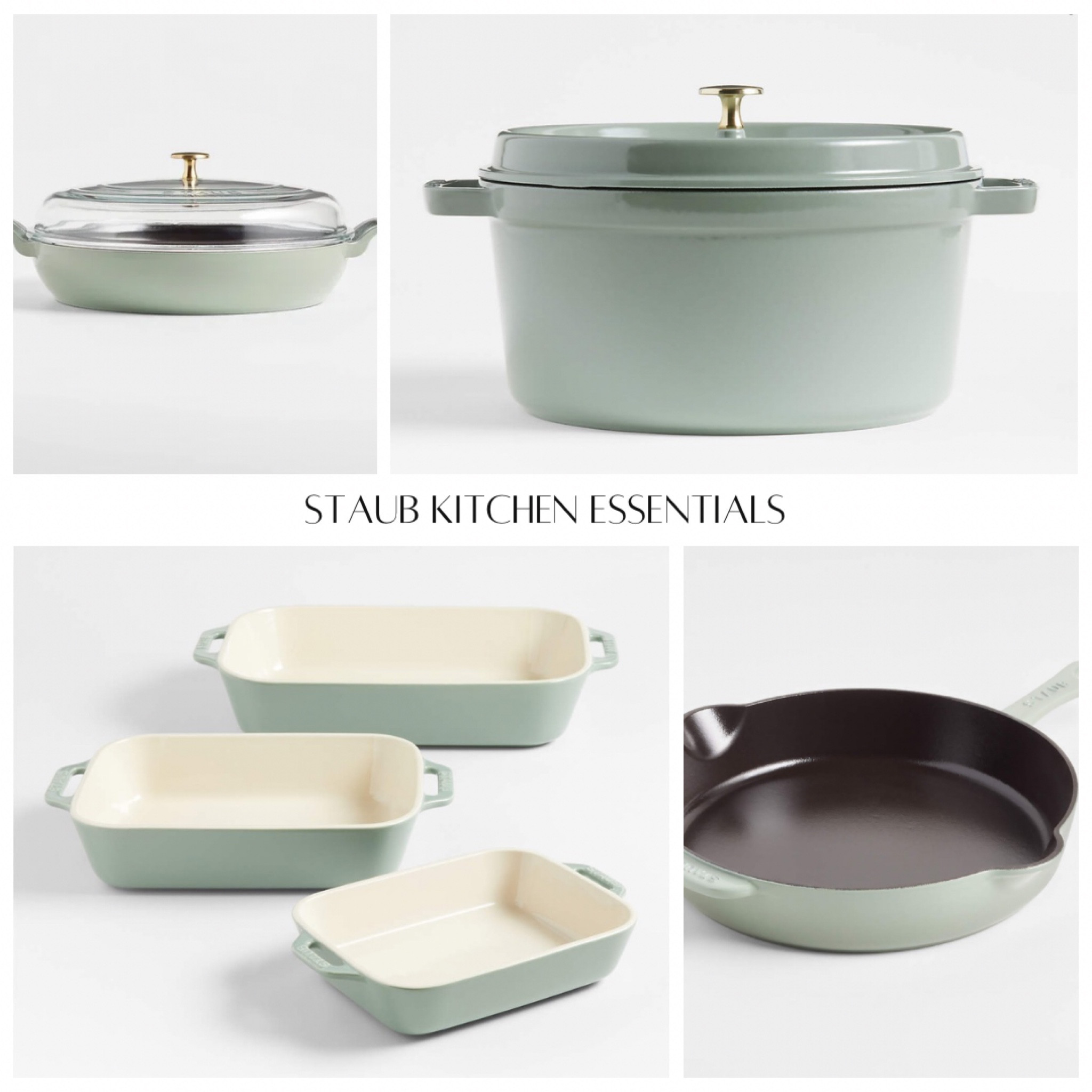 Staub kitchen essentials including baking dishes, Dutch oven, braised, and cast iron skillet 

#LTKWedding #LTKMostLoved #LTKHome