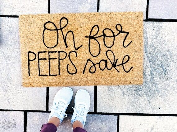 Oh for Peeps Sake Funny Spring Easter Welcome Doormat  Hello | Etsy | Etsy (US)
