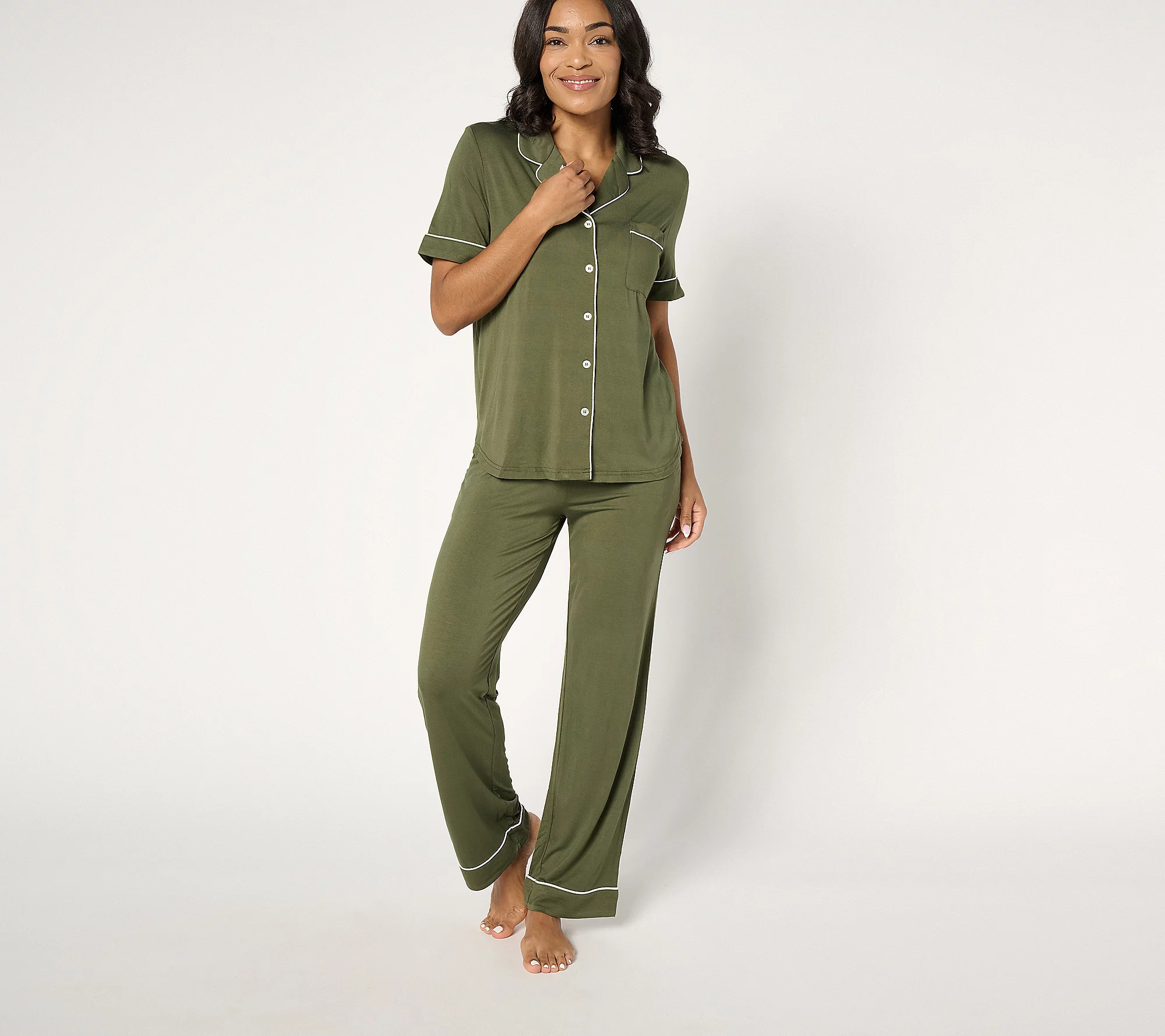 Cozy Earth Short Sleeve Viscose Made from Bamboo PJ Set | QVC