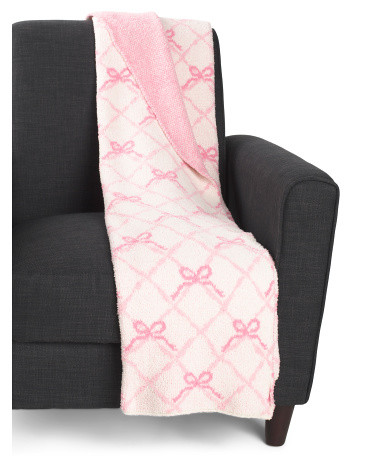 Beautiful Bow Trellis Feather Yarn Throw | TJ Maxx