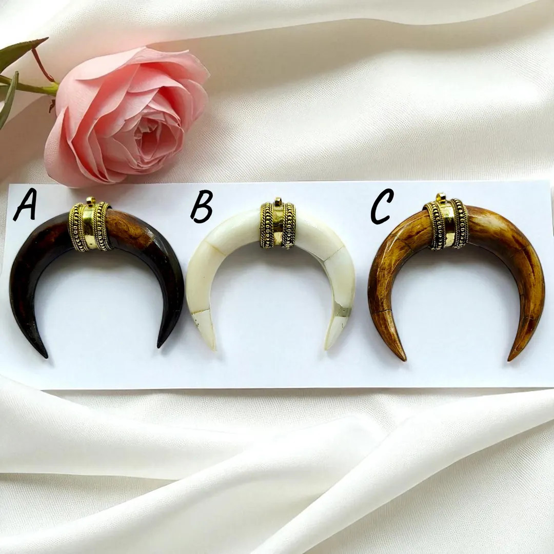 Bring natural elegance to your jewelry designs with this stunning Buffalo Horn Crescent Pendant. ... | Etsy (US)