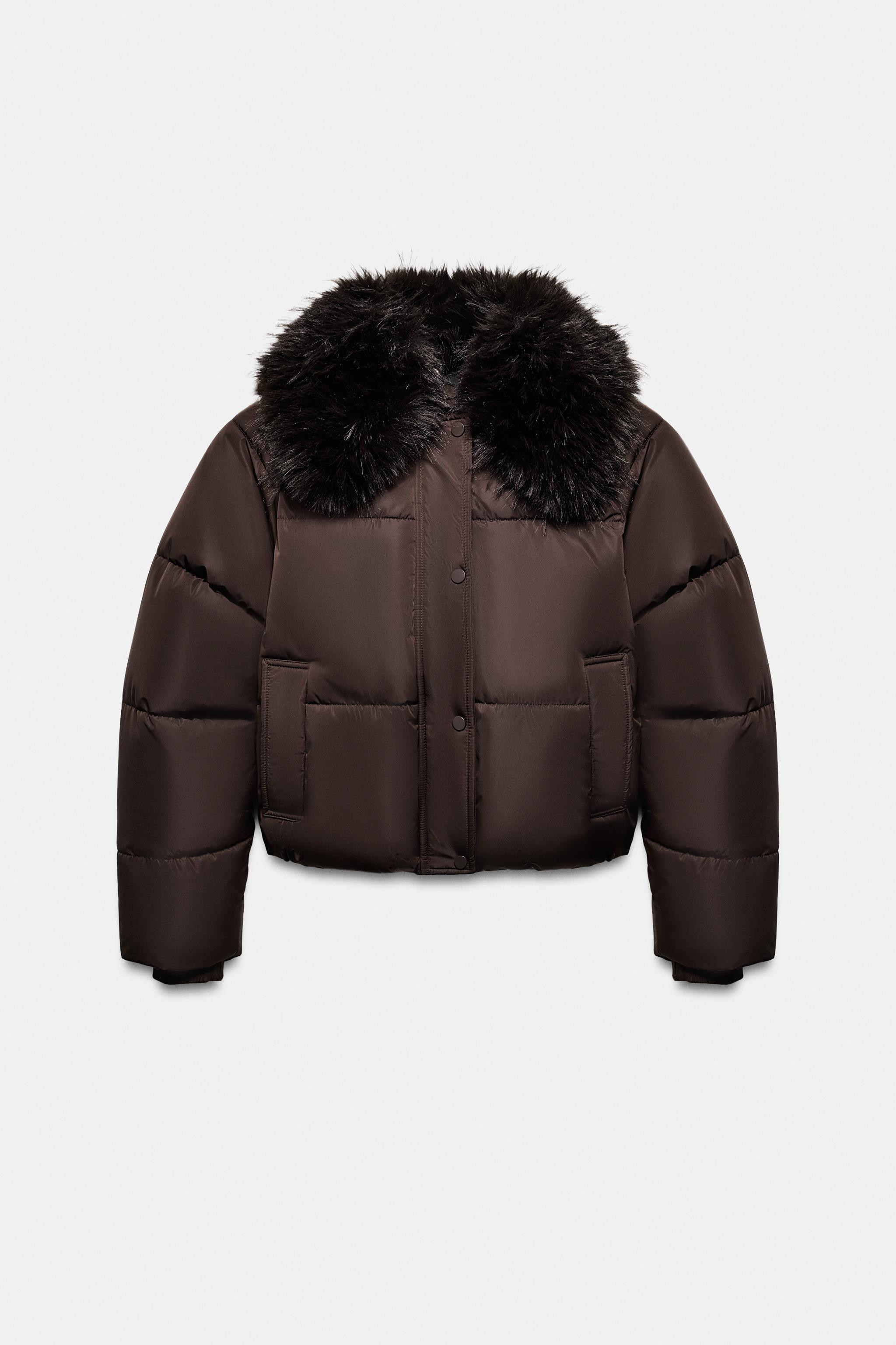 QUILTED BOMBER JACKET WITH FAUX FUR LAPEL | Zara US