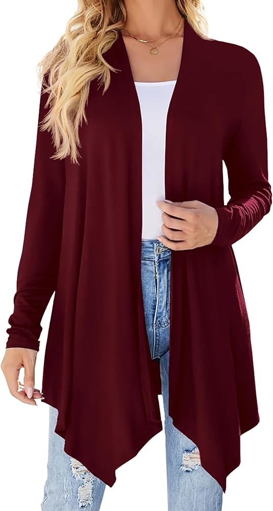 Womens Casual Lightweight with Pocketes Long Sleeve Open Front Cardigan | Amazon (US)