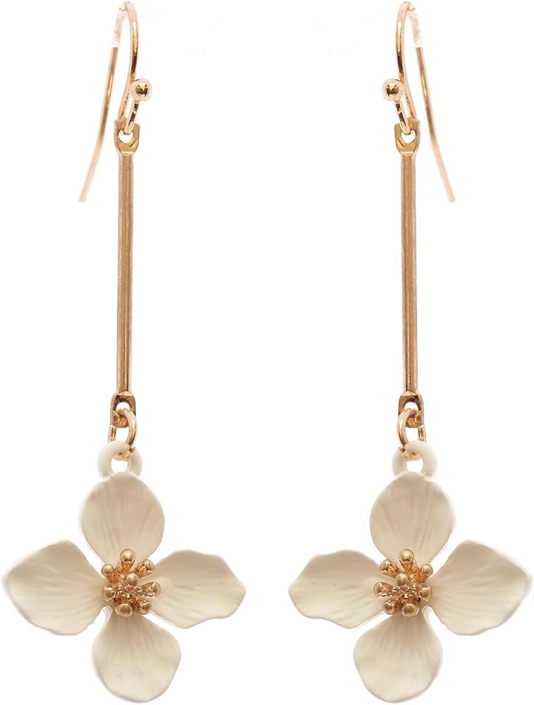 Rosemarie Collections Women's Dangle Bar Flower Drop Earrings | Amazon (US)