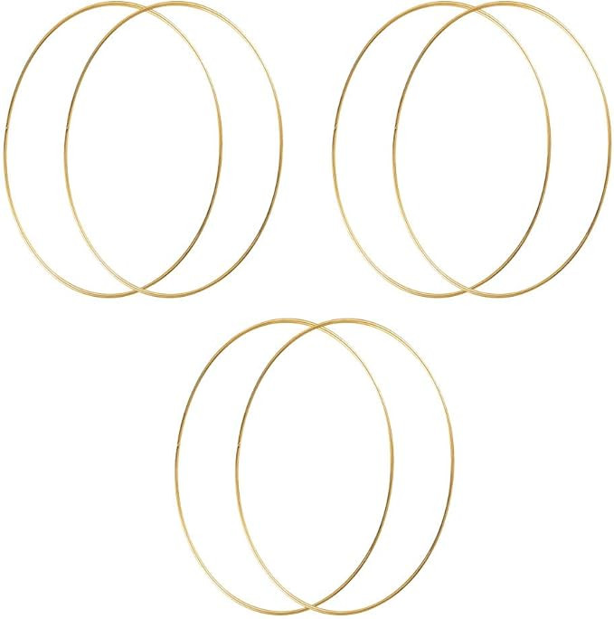 HOHIYA 6 Pcs 12 Inch Metal Floral Hoop Large Gold for Macrame Craft Wreath Rings Dream Catcher Wa... | Amazon (US)