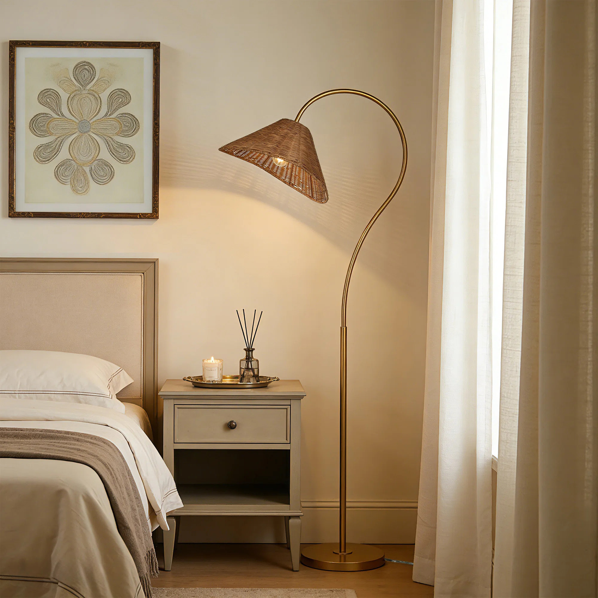 66" Dimmable Rattan Floor Lamp | Joss & Main