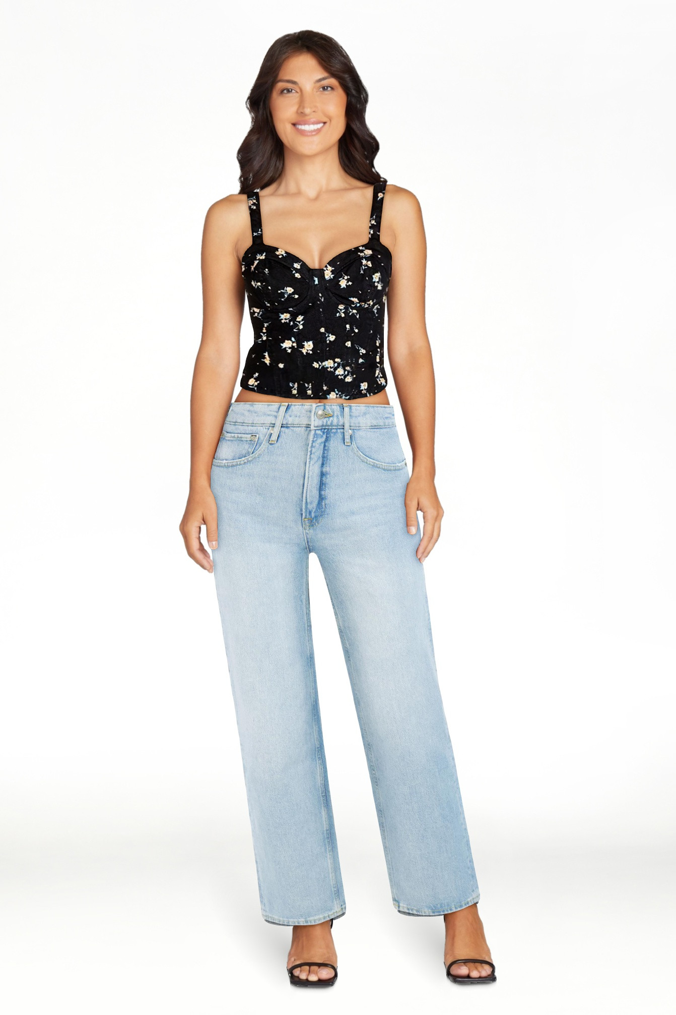 No Boundaries Juniors’ Denim Corset Top, Sizes XS-XXXL | Walmart (US)