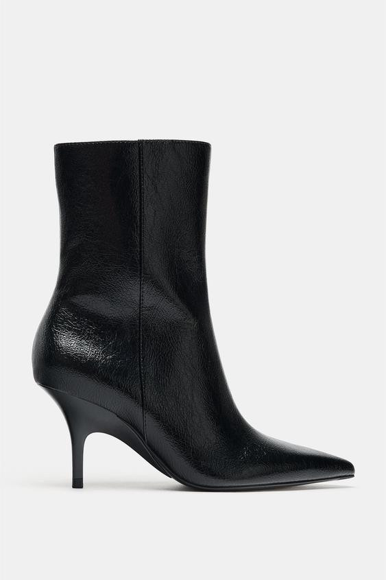 CRACKLED HEELED ANKLE BOOTS | Zara Canada