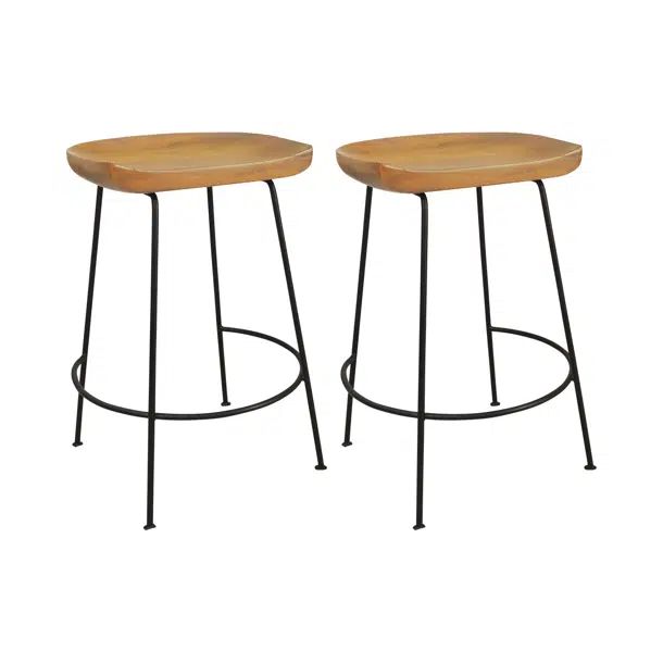 Axelle Solid Wood Bar and Counter Stool (Set of 2) | Wayfair North America