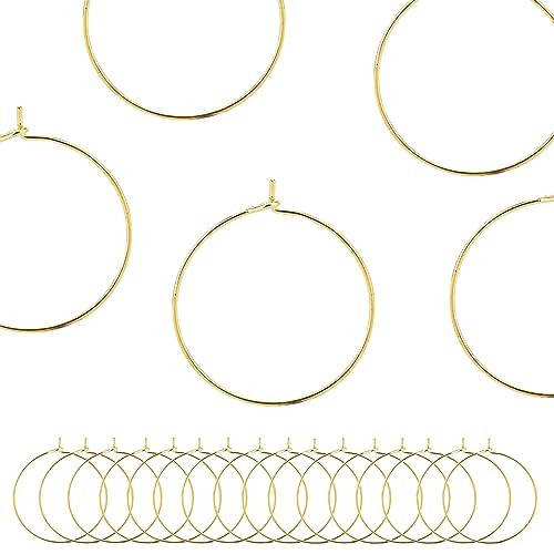 BEADNOVA Wine Glass Charm Rings 120pcs Gold Plated 25mm Beading Charm Rings Wine Glass Marker for Birthday Party Wedding Festival Favor | Amazon (US)