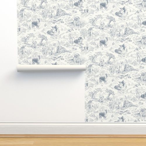 Country Dogs Toile Gray | Spoonflower