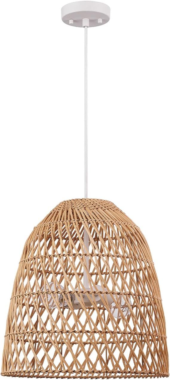 Globe Electric 65940 2-Light Chandelier, Bamboo Shade, White Canopy and Cord, Bulb Not Included | Amazon (US)