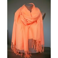 Neon Orange Pashmina Scarf Shawl Wrap Bridesmaids Gift Wedding Bridesmaid | Etsy (US)