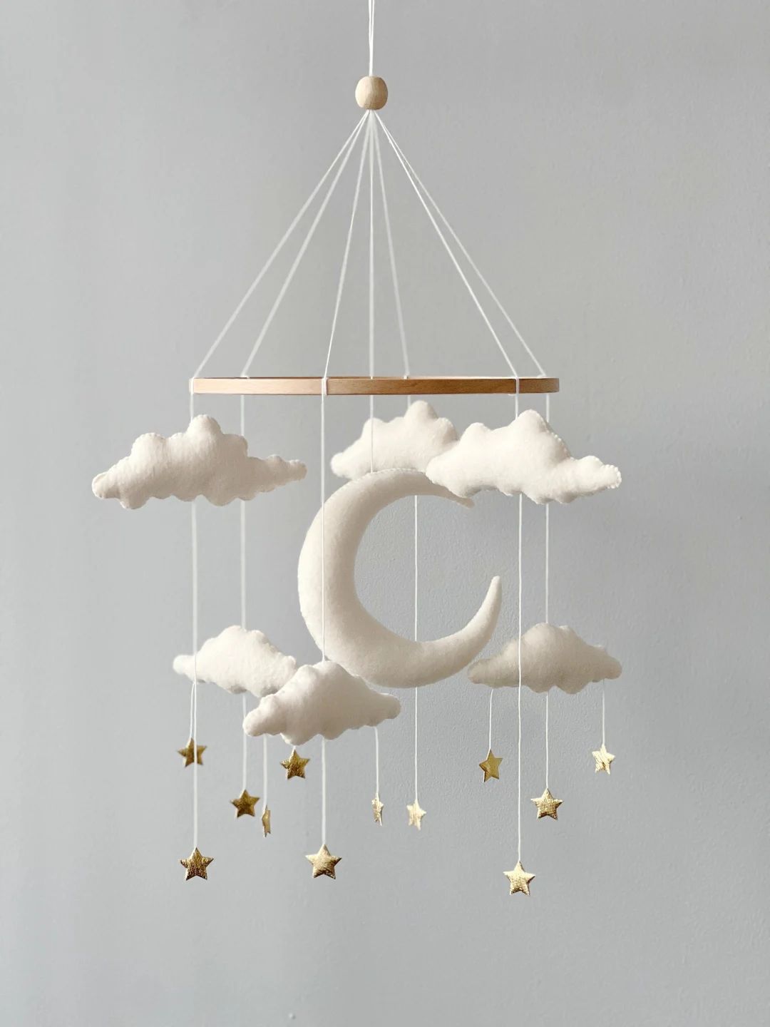 Cloud Baby Mobile Baby Girl and Boy Mobile Rain Cloud Baby Crib Mobile White Gold Mobile for Nurs... | Etsy (US)
