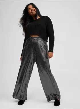 Wide Leg Sequin High Waisted Pant | Torrid (US & Canada)