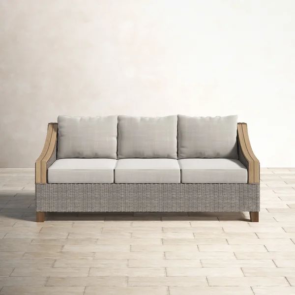 Carlton 78'' Wide Outdoor Wicker Patio Sofa with Sunbrella Cushions | Wayfair North America