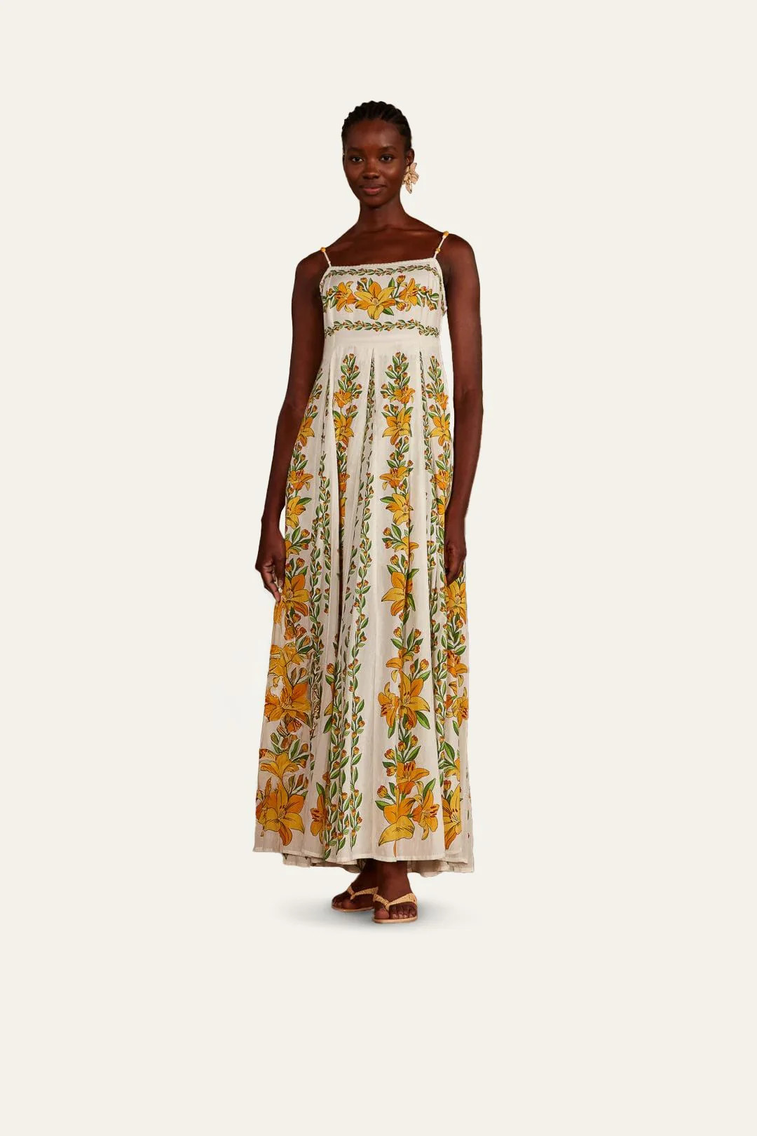 Off-White Tropical Lightness Sleeveless Maxi Dress | FarmRio (US)