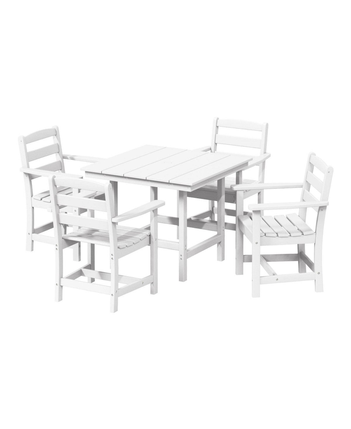 5-Piece Hdpe Outdoor Square Patio Dining Table Set with Armchairs - White | Macy's