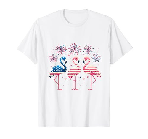 Patriotic Flamingo Firework Red And White Flamingo 4th July T-Shirt for Women Kids Men | Amazon (US)