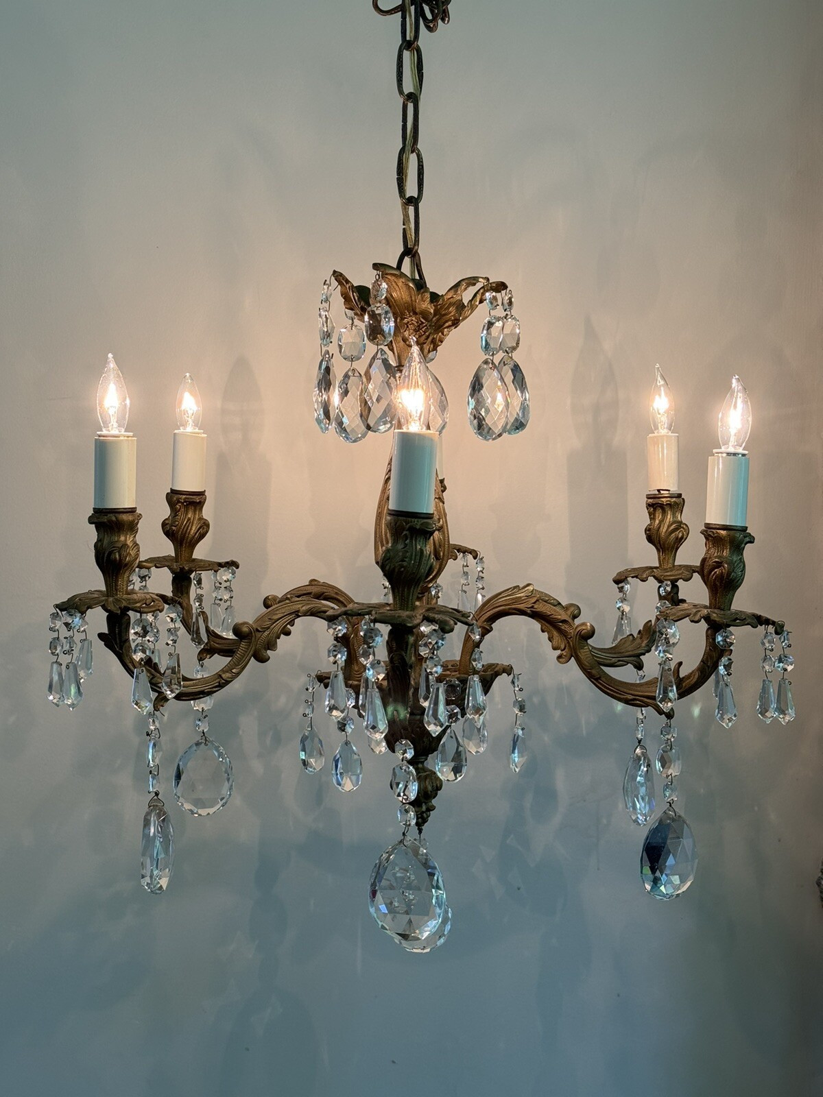 Antique French Bronze Crystal Art Nouveau Chandelier Victorian Rococo | eBay US