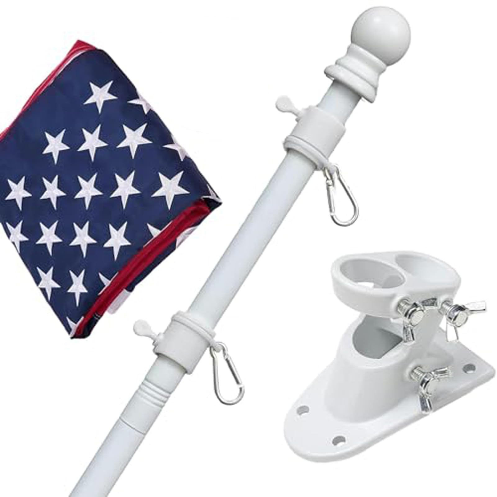 Flag Pole Kit with 3x5 American Flag - Includes 5ft Heavy Duty Tangle Free Flagpole,Embroidered 3... | Amazon (US)