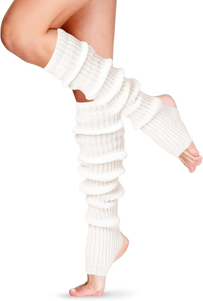 SATINIOR Long Leg Warmers for Women 24 Inch over The Knee Knit Ribbed Leg Warmer Stirrup Yoga 80s... | Amazon (US)