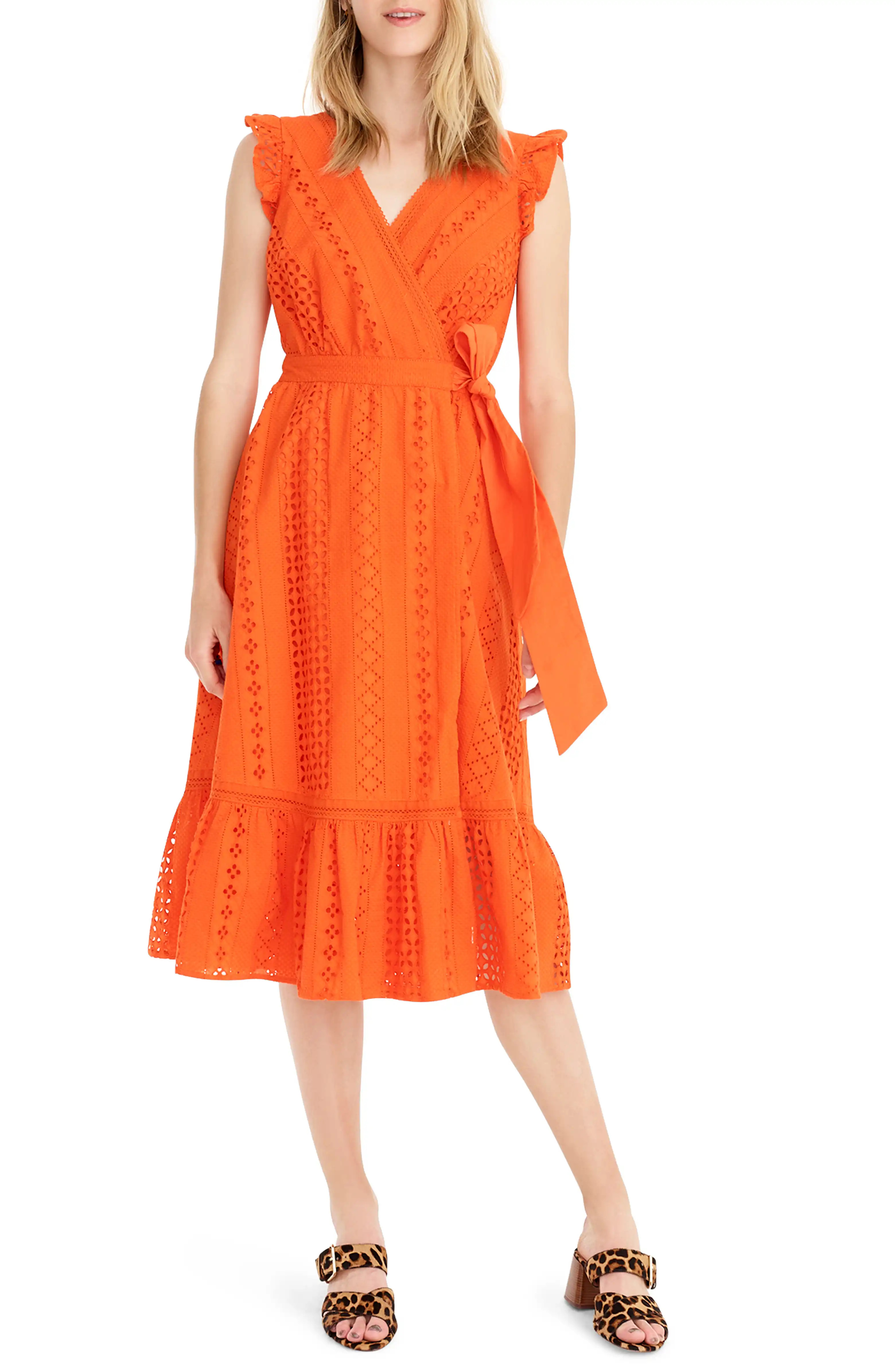 All Over Eyelet Wrap Midi Dress | Nordstrom