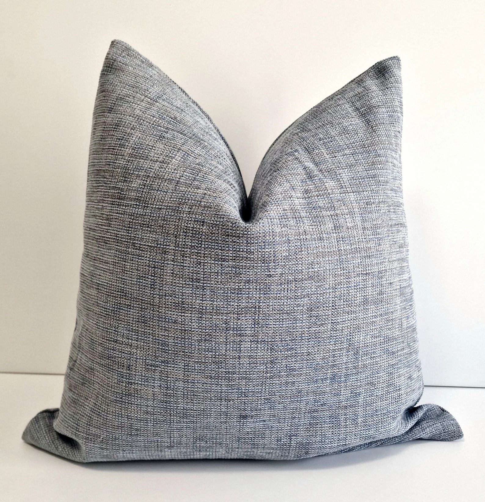 Gray Chenille Pillow Cover Blue Gray Throw Pillow Gray Textured Cushion Blue Gray Euro Sham Woven... | Etsy (US)
