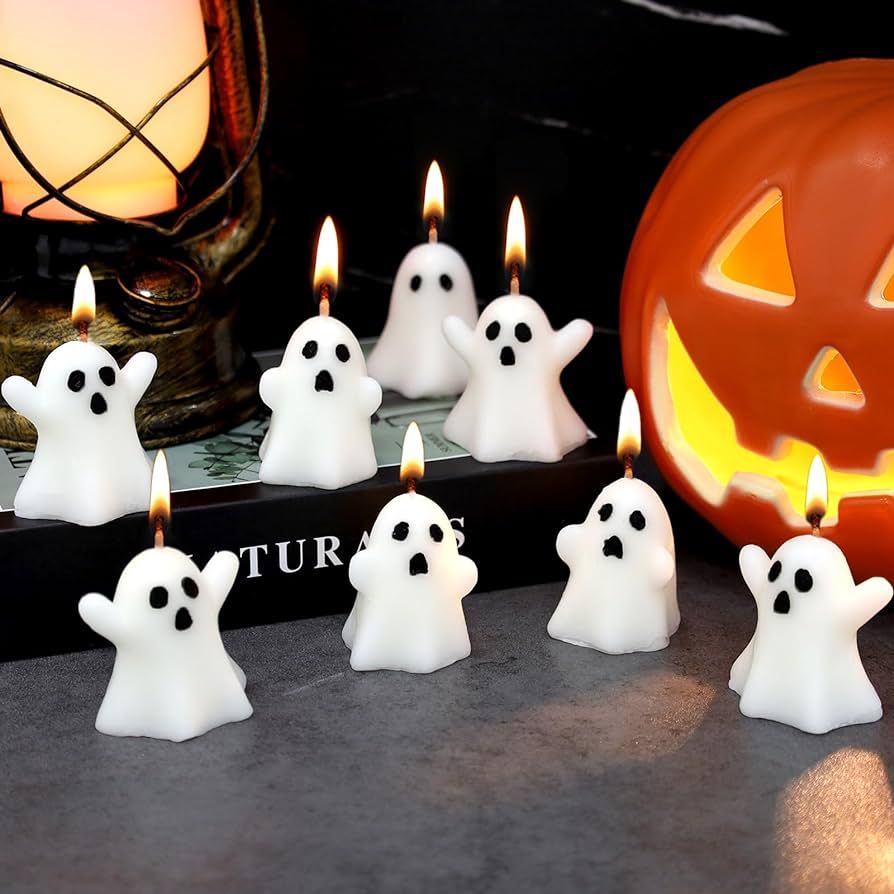 21 PCS Halloween Ghost Candles Spooky Candles White Floating Candles Halloween Decorative Tableto... | Amazon (US)