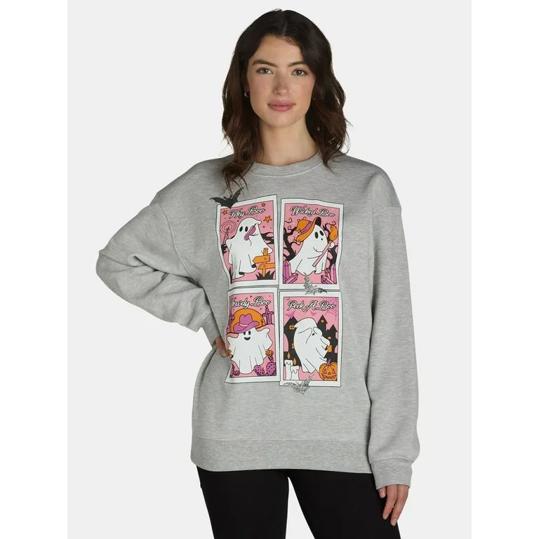 Halloween Women’s Multi Boo Graphic Sweatshirt, Sizes XXS-XXL - Walmart.com | Walmart (US)