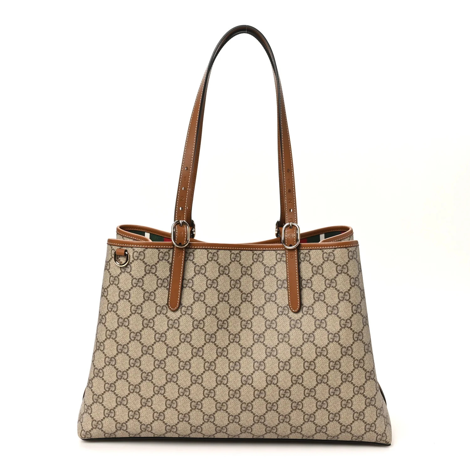GG Supreme Monogram Emblem Large Tote Bag Beige Dark Brown | FASHIONPHILE (US)