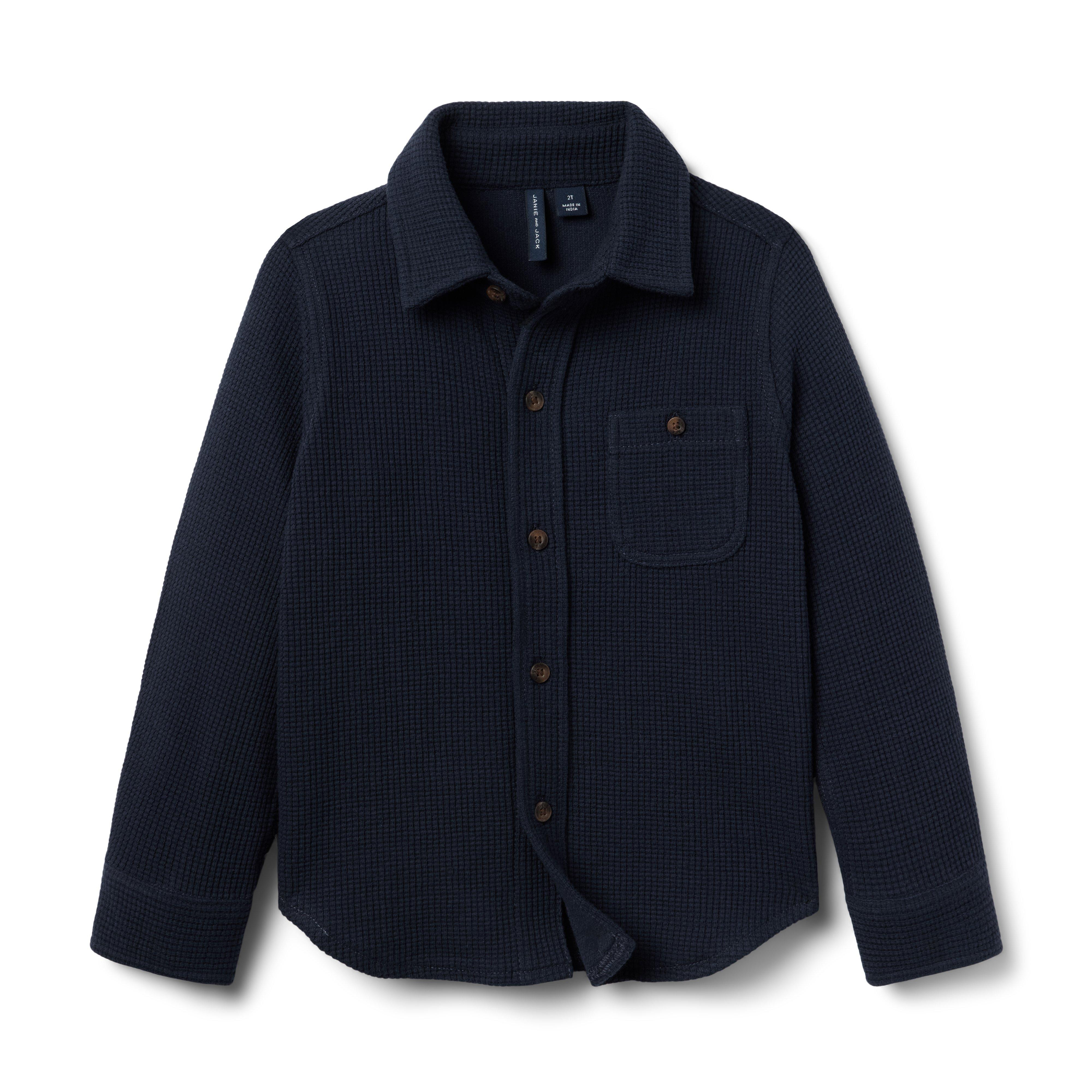 Janie and Jack | The Waffle Knit Shirt - Navy / 18-24m | Janie and Jack