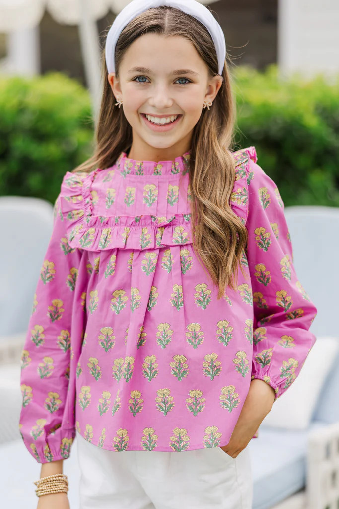 Girls: The Shelby Pink Medallion Blouse | The Mint Julep Boutique
