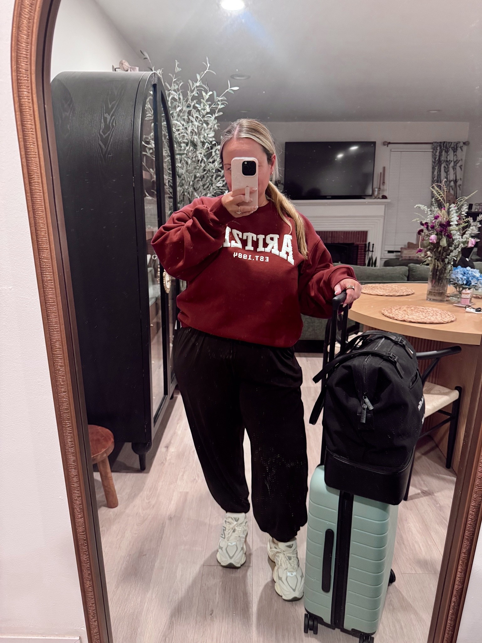 Travel outfit! Gotta be comfy for the long flight! 
These @Aerie joggers were restocked in new colors this season! They are extremely comfy!!! Wearing size MEDIUM (size down) 
@Aritzia sweatshirt size LARGE! 

Travel outfit, petite style, casual outfit, mom style, fall outfit, fall style

#LTKNYFW #LTKTravel #LTKMidsize