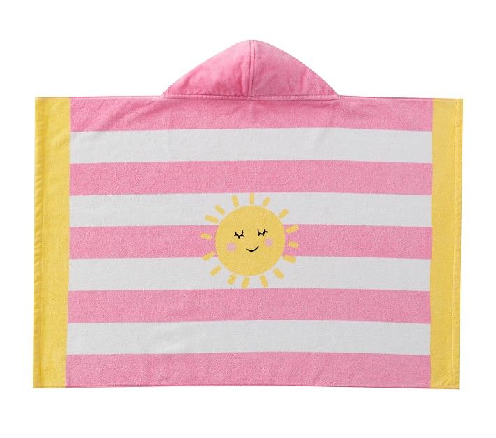 Sunshine Stripe Baby Beach Hooded Towel, Bright Pink | Pottery Barn Kids